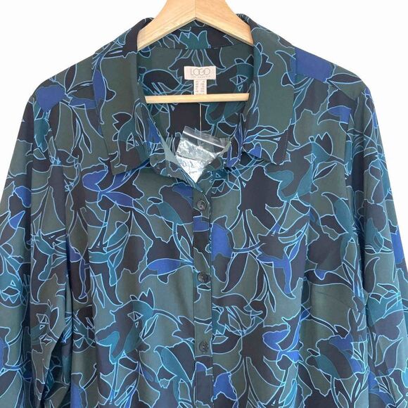 LOGO by Lori Goldstein Winter Floral Top NWOT - Picture 2 of 9